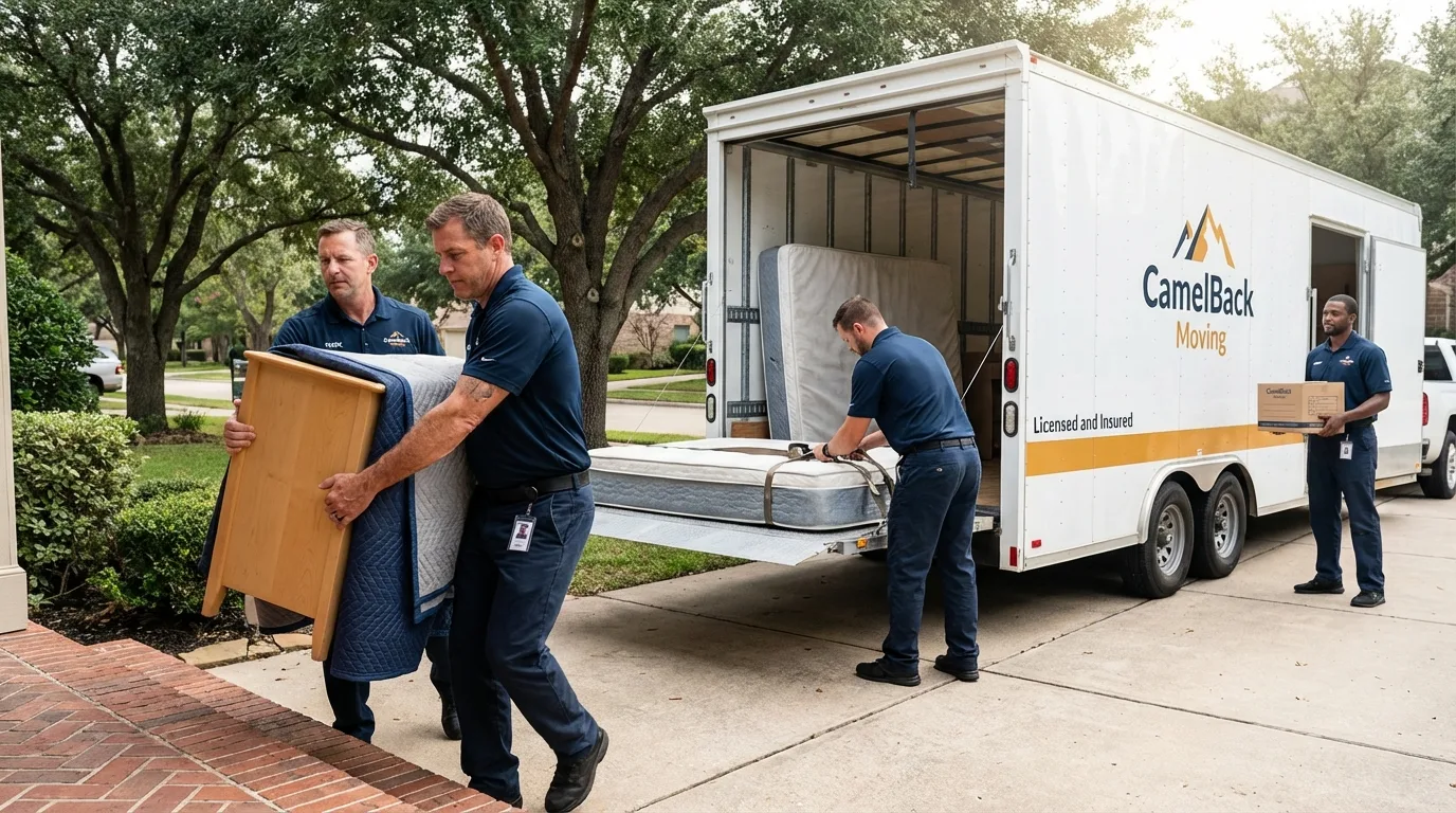 Crew loading residential truck for cross-state move from LaGrange, GA