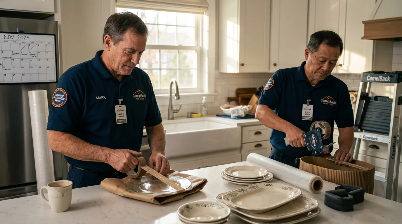 Professional crew packing kitchen dishware in LaGrange, GA